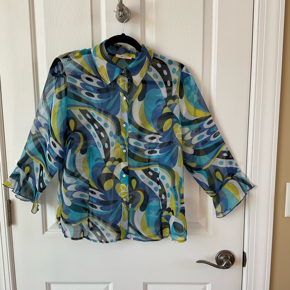 NICOLA MOD PRINT Sheer Blouse